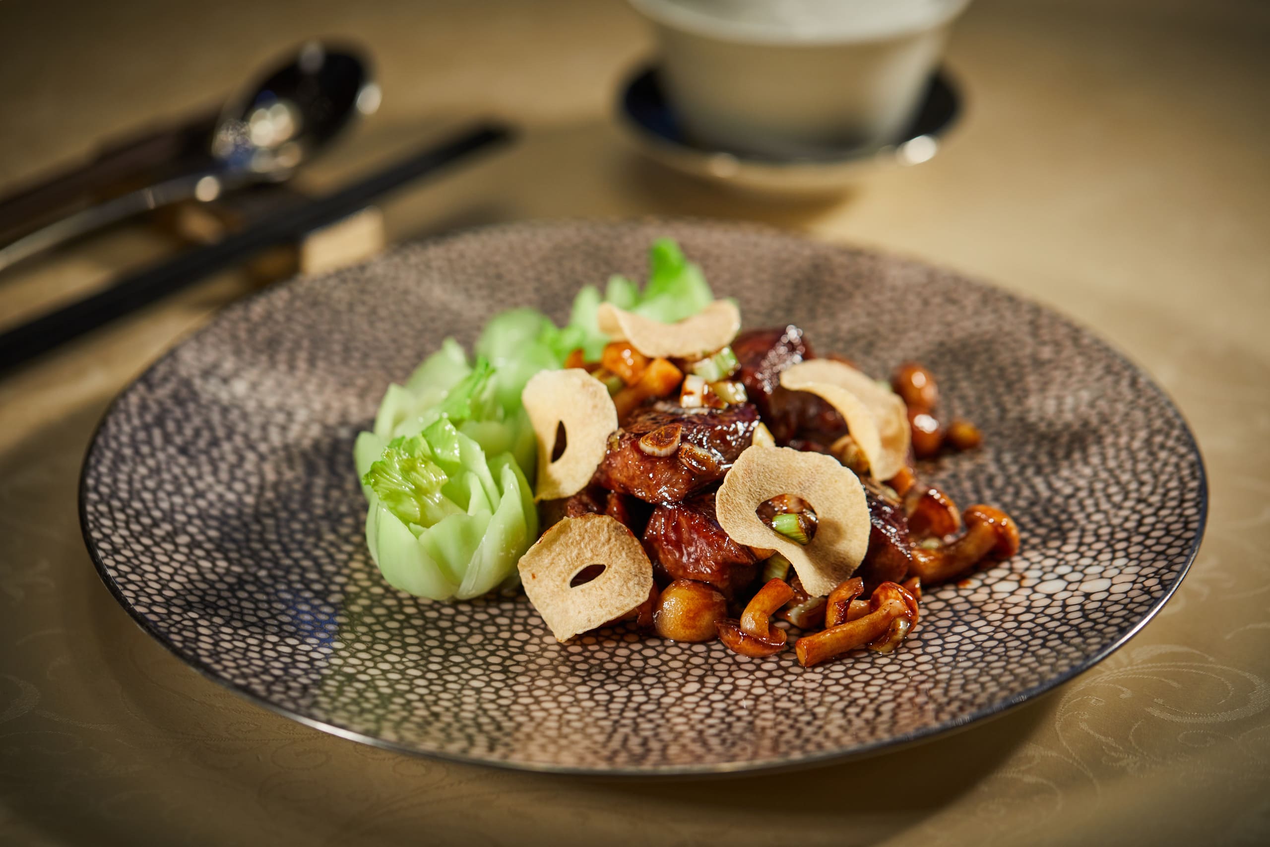 Diced Wagyu beef with black pepper and garlic