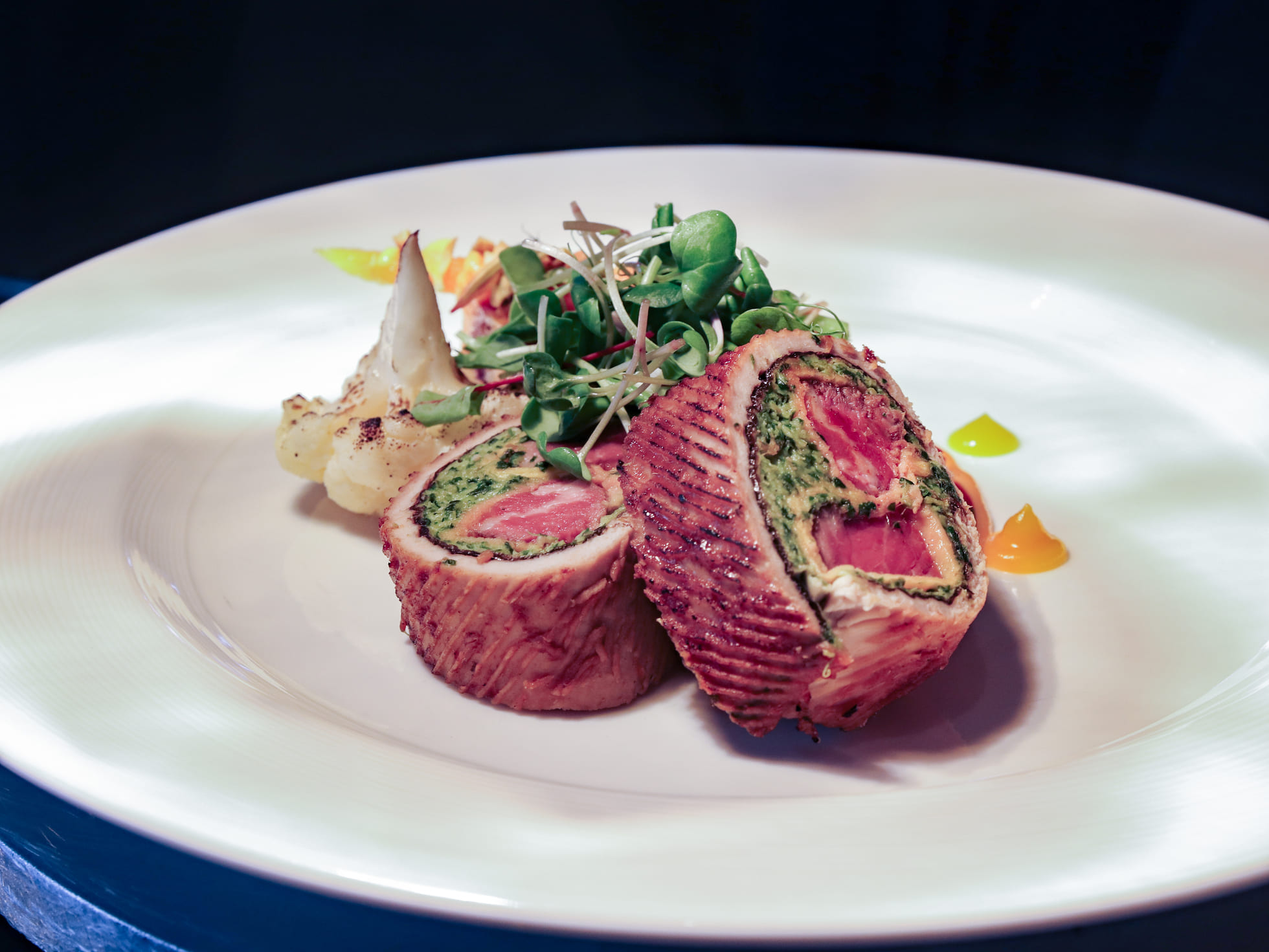 Bulgogi Glazed Beef Loin with Spinach-Infused Mousse